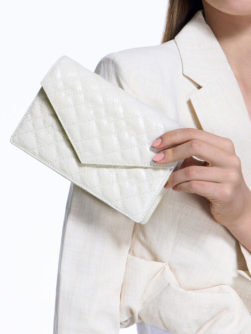 Clutch Duo Quilted Envelope, White, hi-res