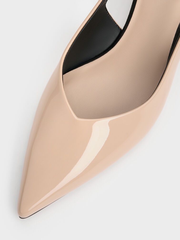 Sepatu Kitten Heels Slingback Luciana Patent, Nude, hi-res