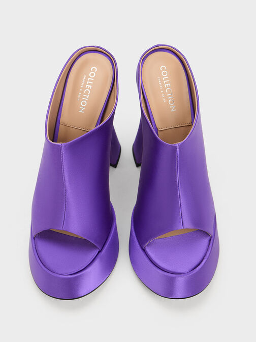 Sepatu Platform Mules Delphine Recycled Polyester, Purple, hi-res