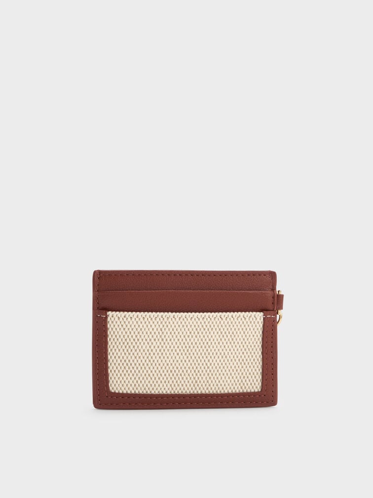 Card Holder Scottie Recycled Leather & Canvas, Brick, hi-res