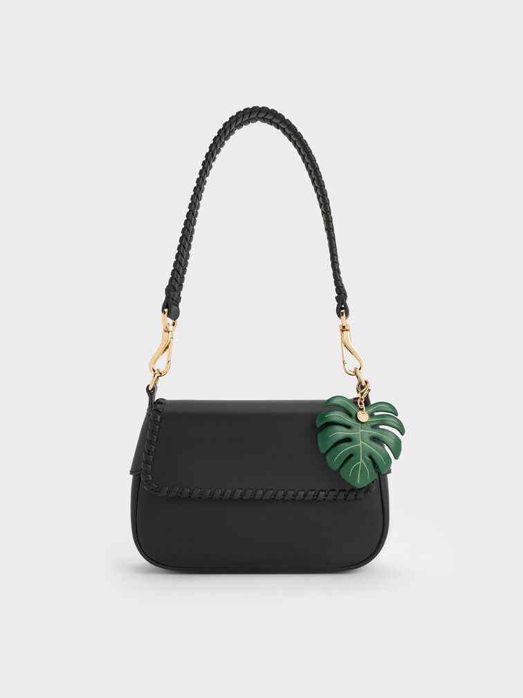 Tas Bahu Braided Blume, Black, hi-res