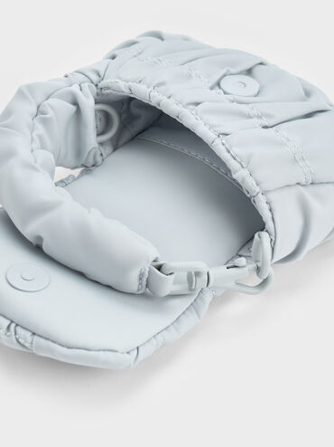 Gantungan Tas Ruched Micro Nylon Klio, Sea Salt Blue, hi-res