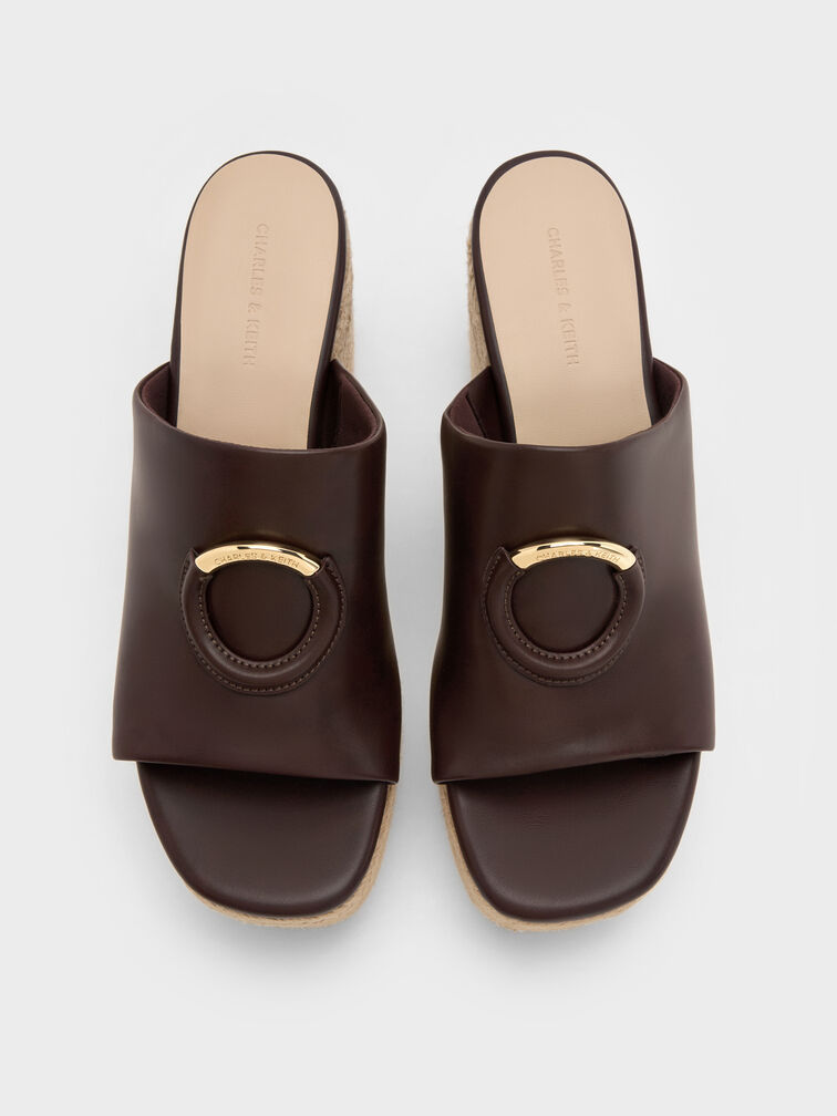 Sepatu Wedges Espadrille Metallic-Accent, Maroon, hi-res