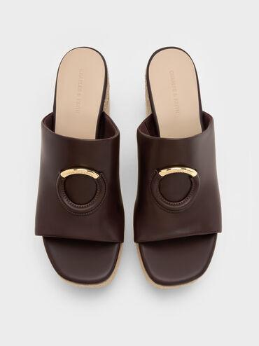 Sepatu Wedges Espadrille Metallic-Accent, Maroon, hi-res
