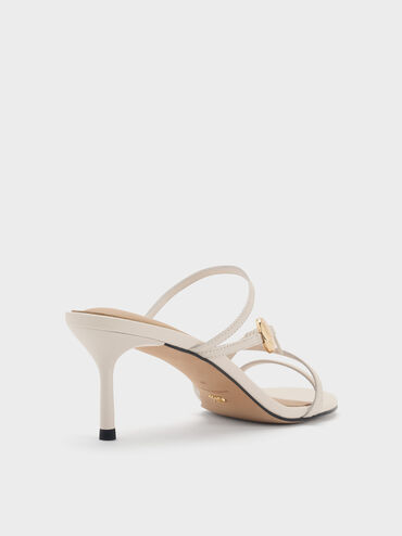 Adema Leather Strappy Heeled Mules, Chalk, hi-res