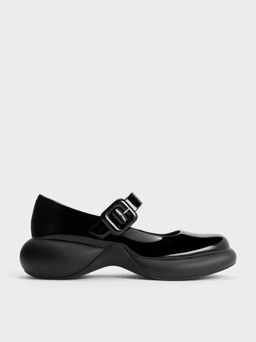 Sepatu Mary Janes Patent Leather Hallie, Black Patent, hi-res