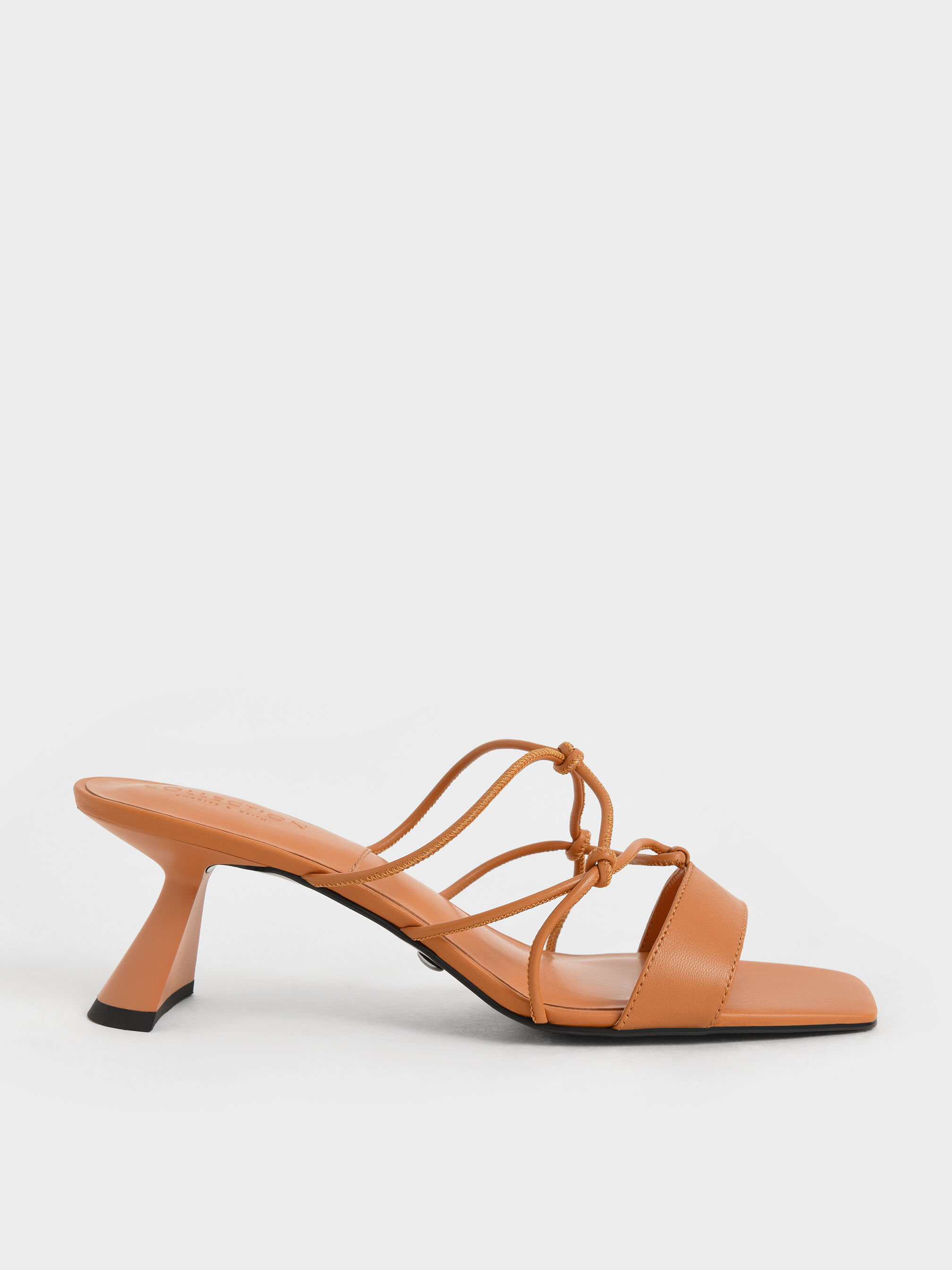 Orange Sandal Sculptural Heel Strappy 
