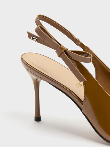 Sepatu Pumps Slingback Leather Anastasia, Brown, hi-res