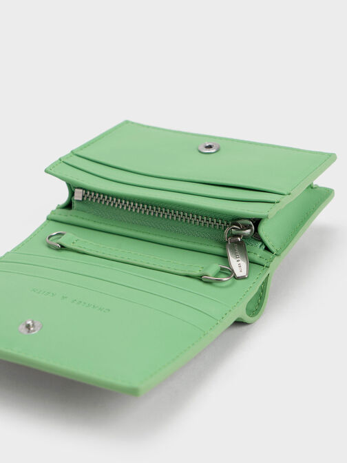 Tweed Snap Button Mini Short Wallet, Green, hi-res