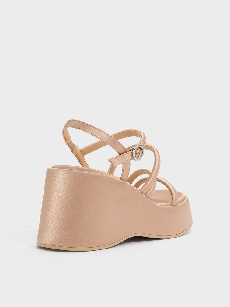Sepatu Wedges Platform Strappy Lindon Satin, Nude, hi-res