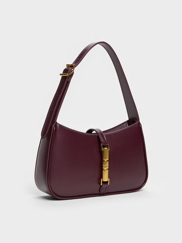 Tas Bahu Metallic Accent Cesia, Wineberry Red, hi-res
