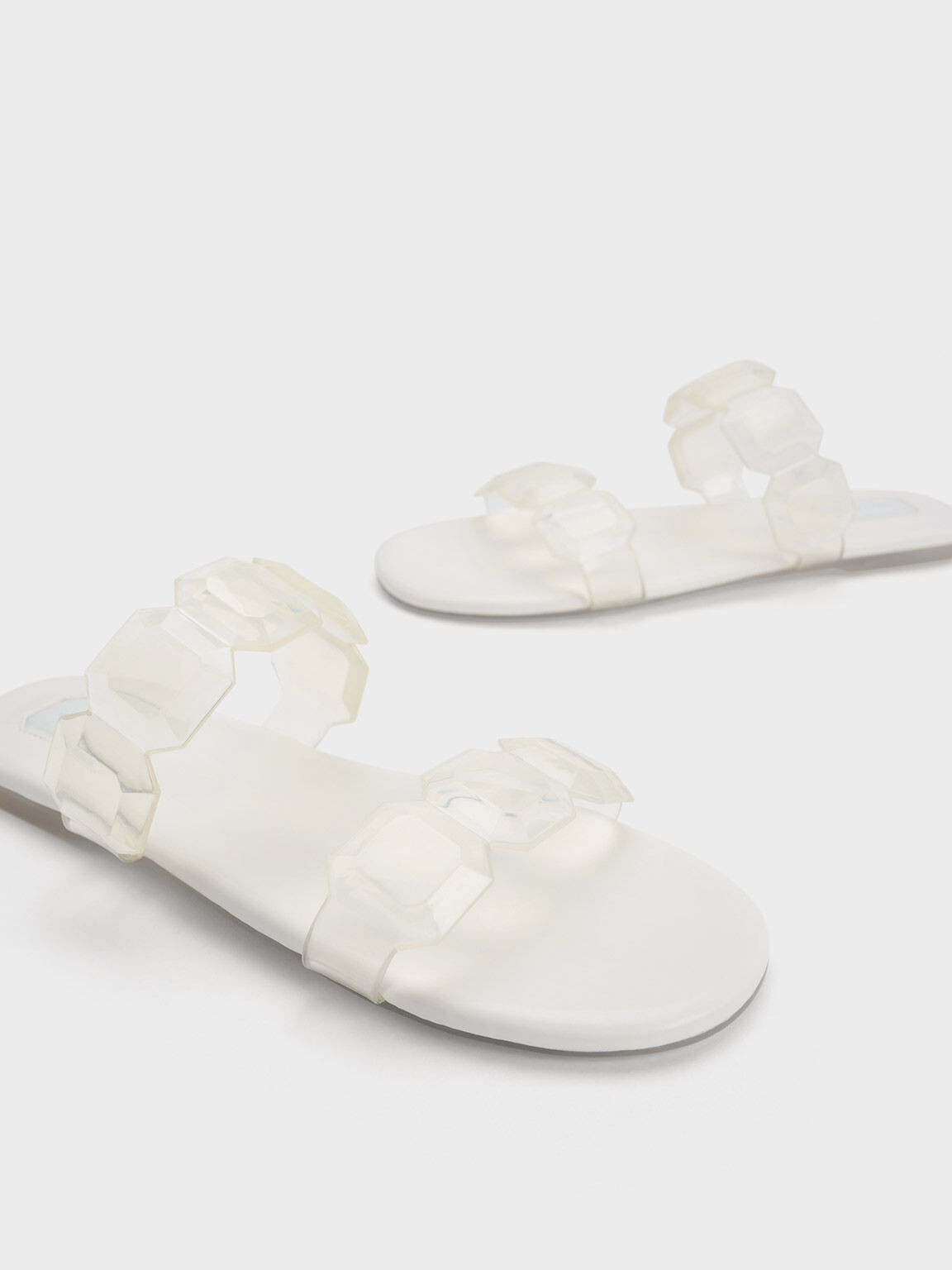 Sandal Slide Gem-Strap, White, hi-res