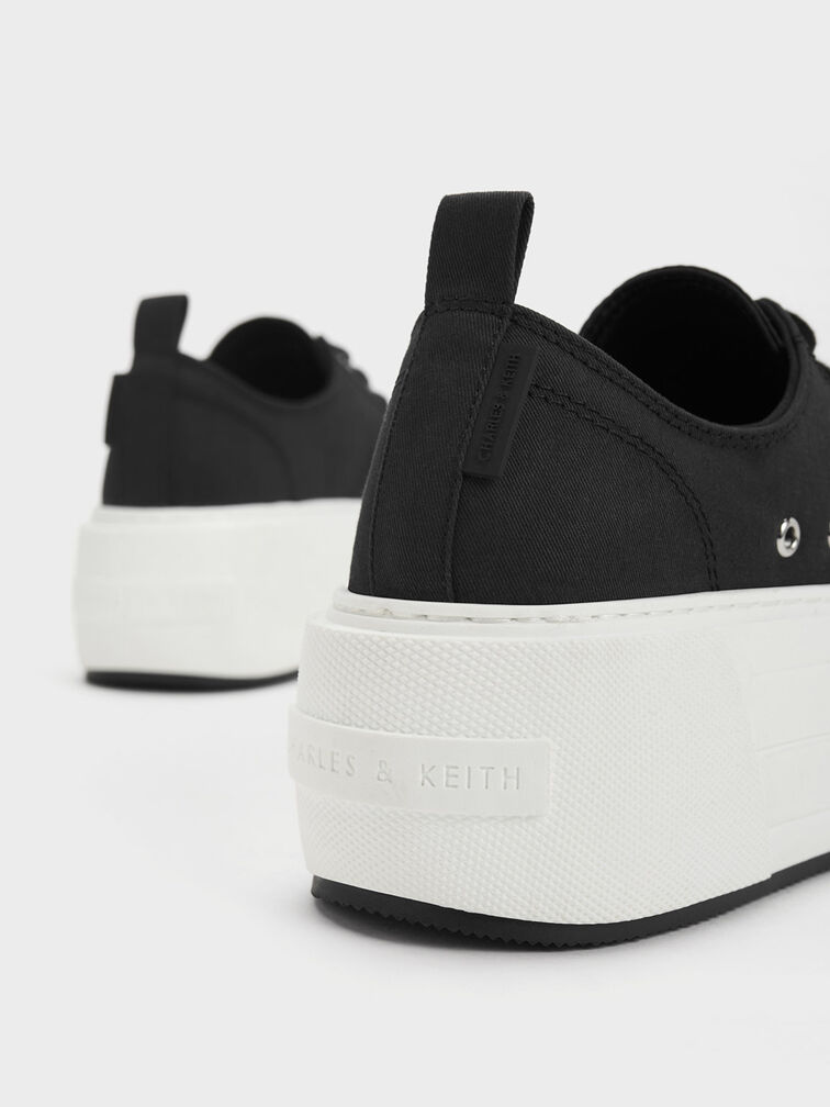 Sepatu Sneakers Chunky Platform Low-Top, Black, hi-res