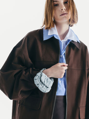 Gantungan Tas Ruched Micro Nylon Klio, Sea Salt Blue, hi-res