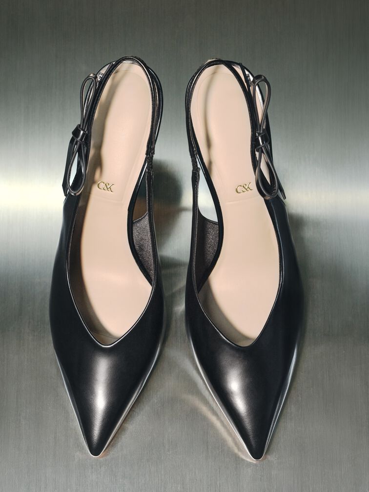 Anastasia Leather Slingback Pumps, Black Box, hi-res