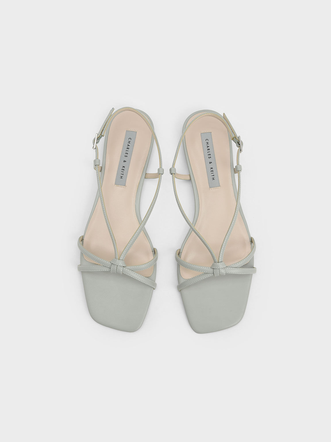 Sandal Strappy Knotted Slingback, Mint Green, hi-res