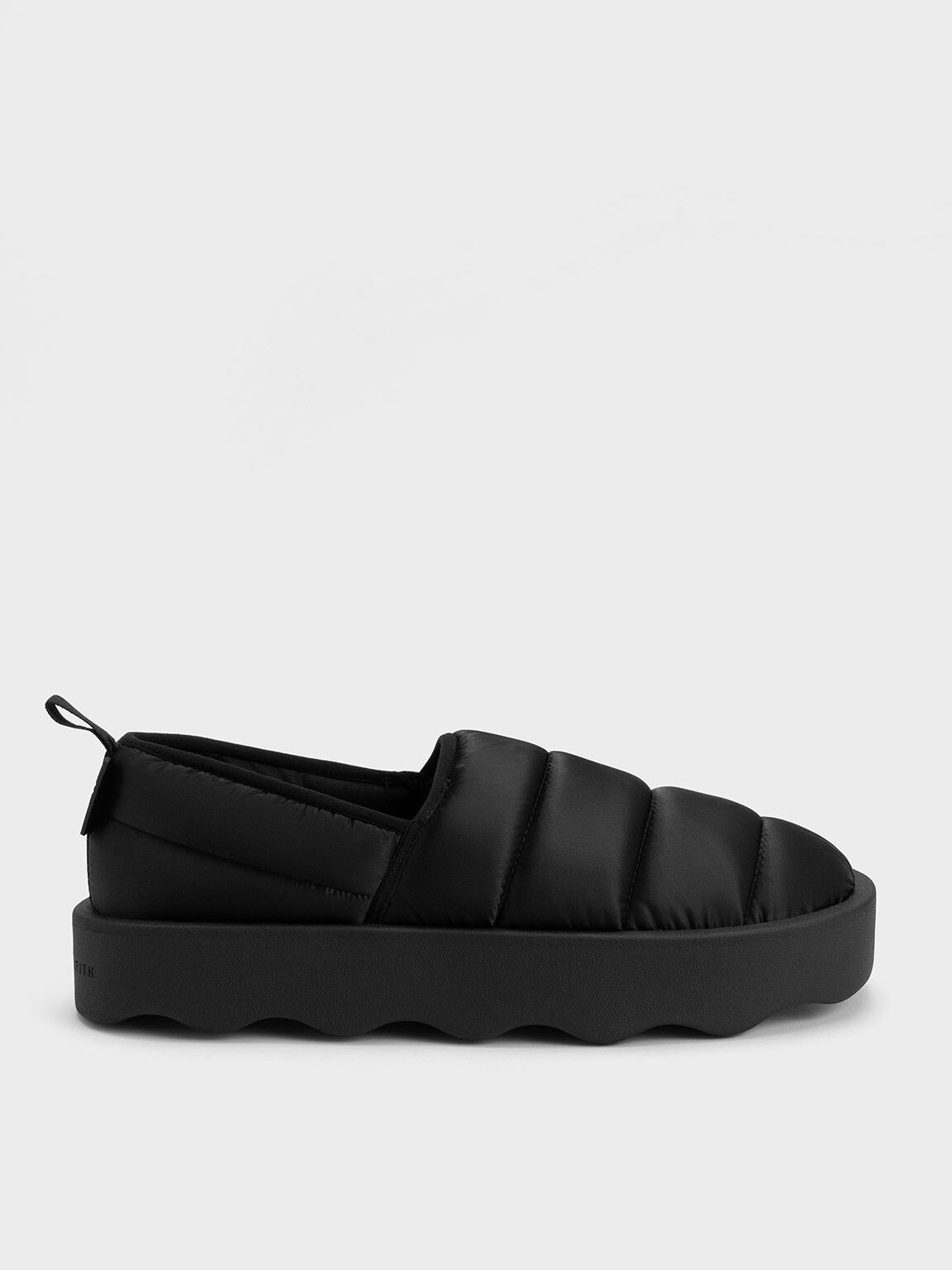 Puffy Nylon Panelled Loafers, Black, hi-res