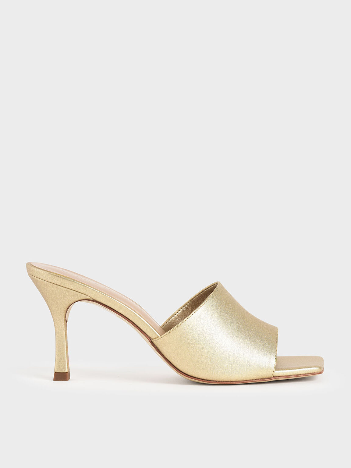 Sandal Mules Metallic Square Toe, Gold, hi-res