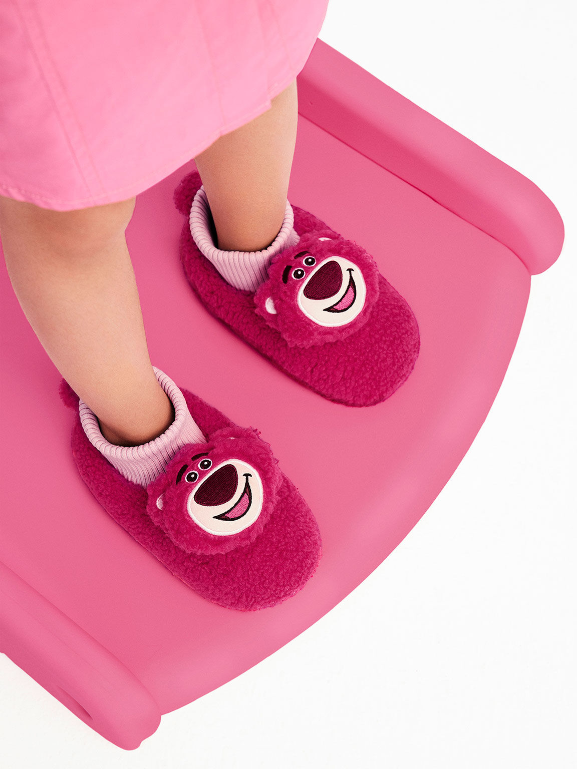 Sepatu Boots Girls' Furry Sock-Knit Lotso, Pink, hi-res