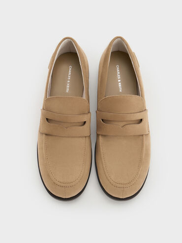 Sepatu Loafers Penny Arven Faux Suede, Camel, hi-res