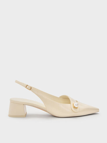 Sepatu Pumps Slingback Pearl Marie, Cream, hi-res
