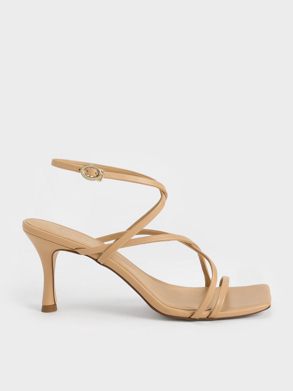 Sandal Strappy Textured Crossover, Tan, hi-res