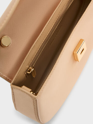 Eilian Satin Braided Top Handle Bag, Champagne, hi-res