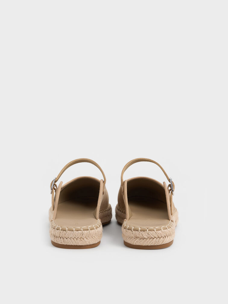 Sepatu Espadrilles Mary Jane Slip-On Faux Suede, Sand, hi-res