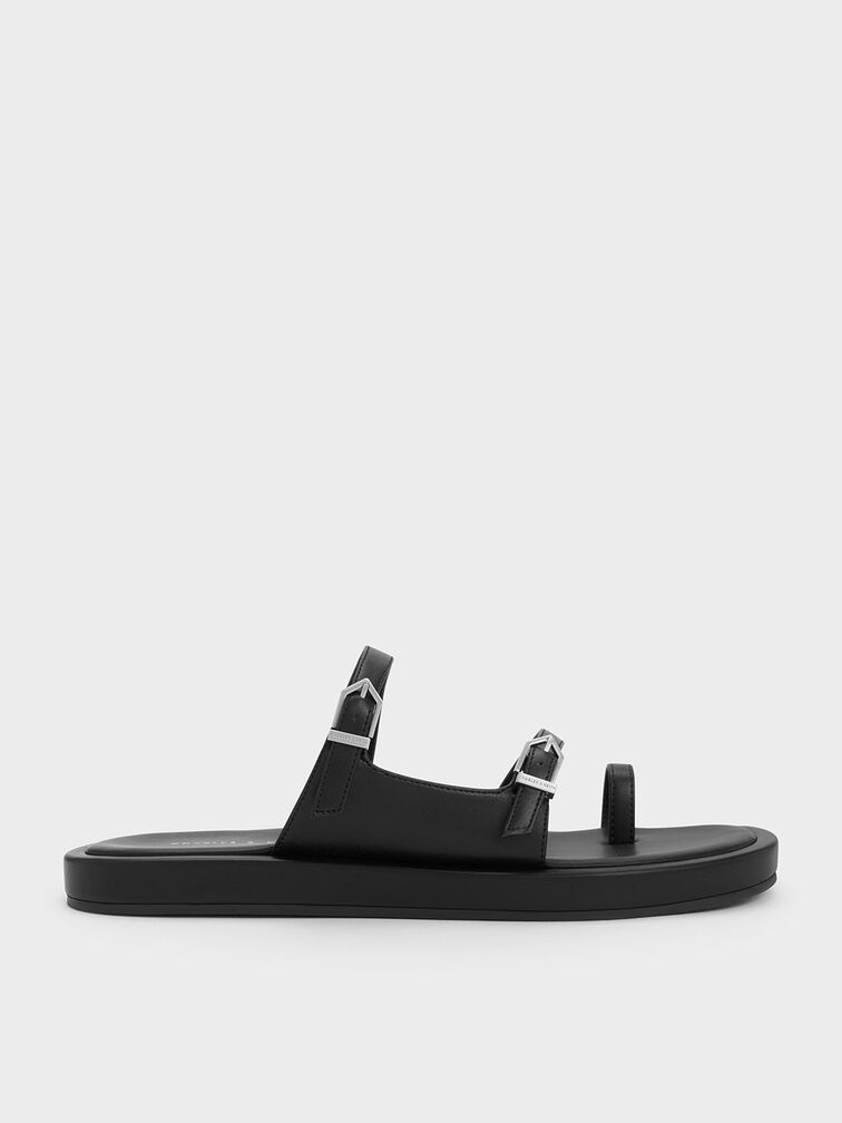 Sandal Toe-Loop Double Buckle, Black, hi-res