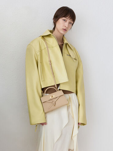 Tas Top Handle Knotted-Belt Tricha, Sand Beige, hi-res