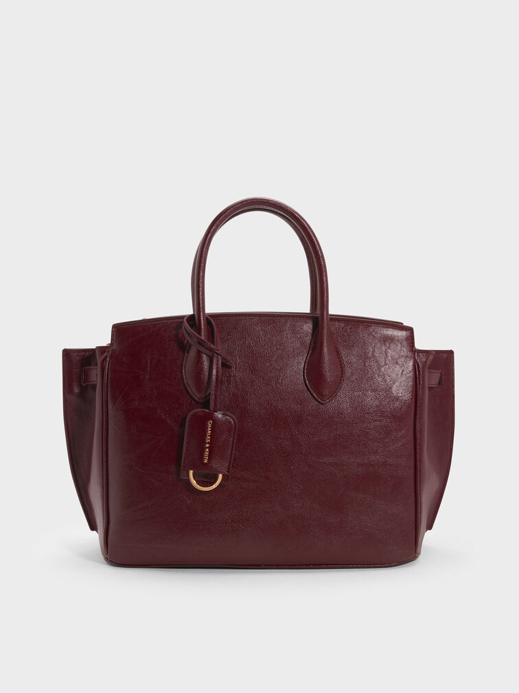 Large Ginevra Tote Bag, Wineberry Red, hi-res
