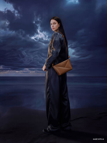 Tas Selempang Geometric Midori, Chocolate, hi-res