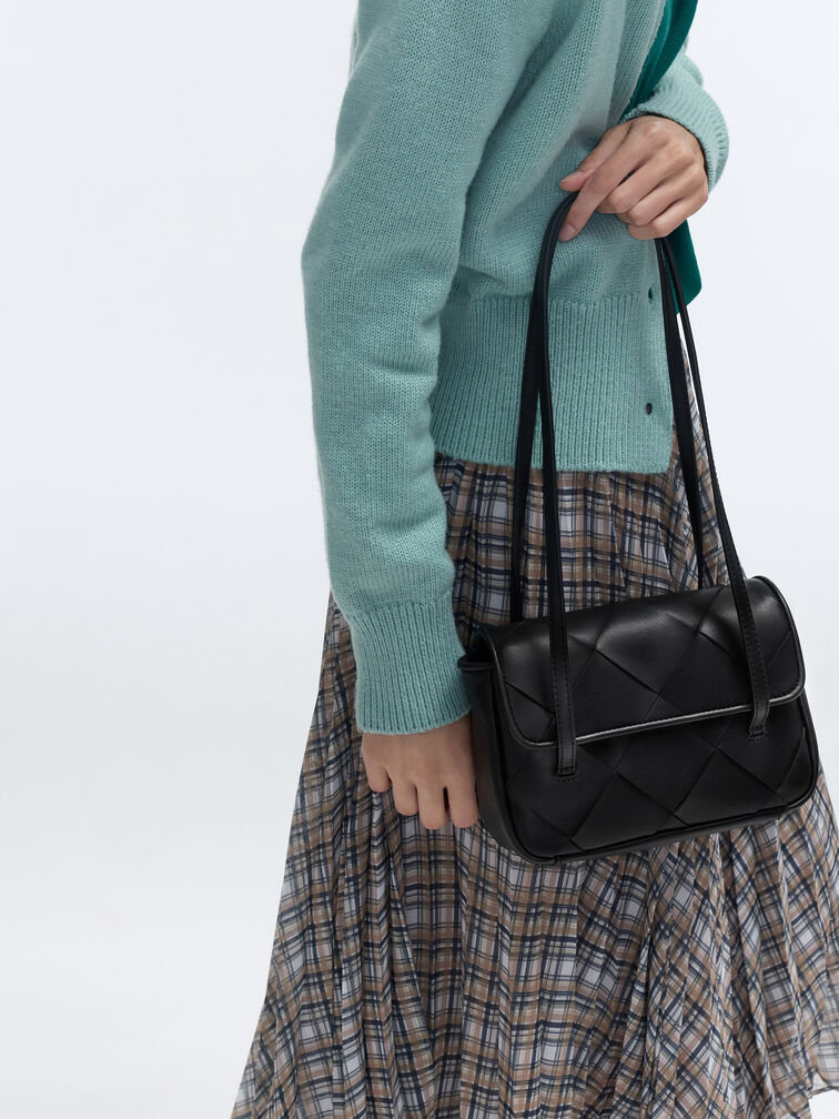 Tas Bahu Meribel Woven, Black, hi-res