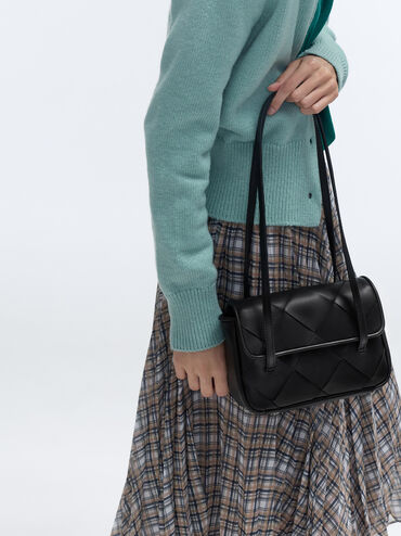 Tas Bahu Meribel Woven, Black, hi-res