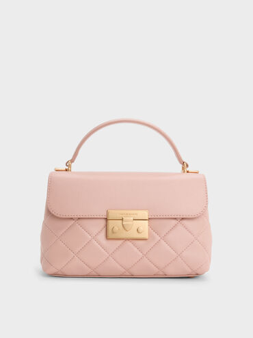 Tas Top Handle Quilted Alva, Light Pink, hi-res