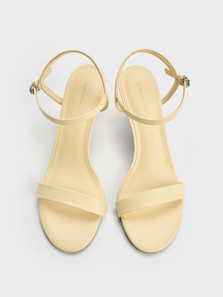 Sandal Ankle-Strap Slant-Heel, Yellow, hi-res