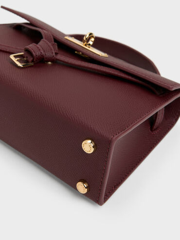 Tas Top Handle Knotted-Belt Tricha, Wineberry Red, hi-res