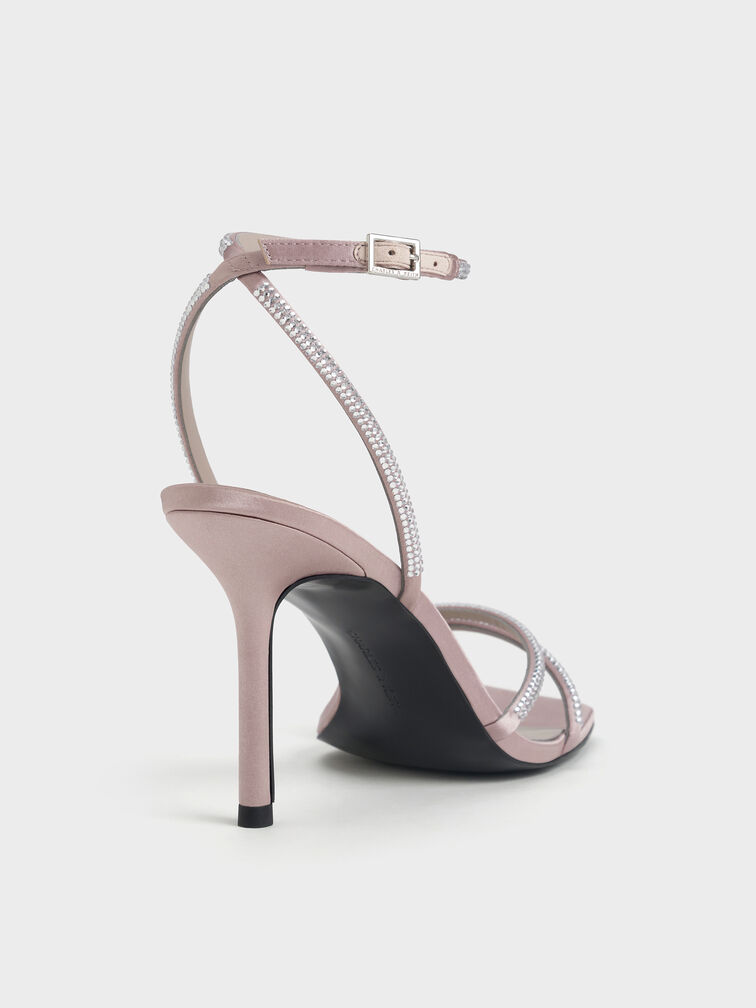 Sandal Stiletto Crystal Satin, Mauve, hi-res