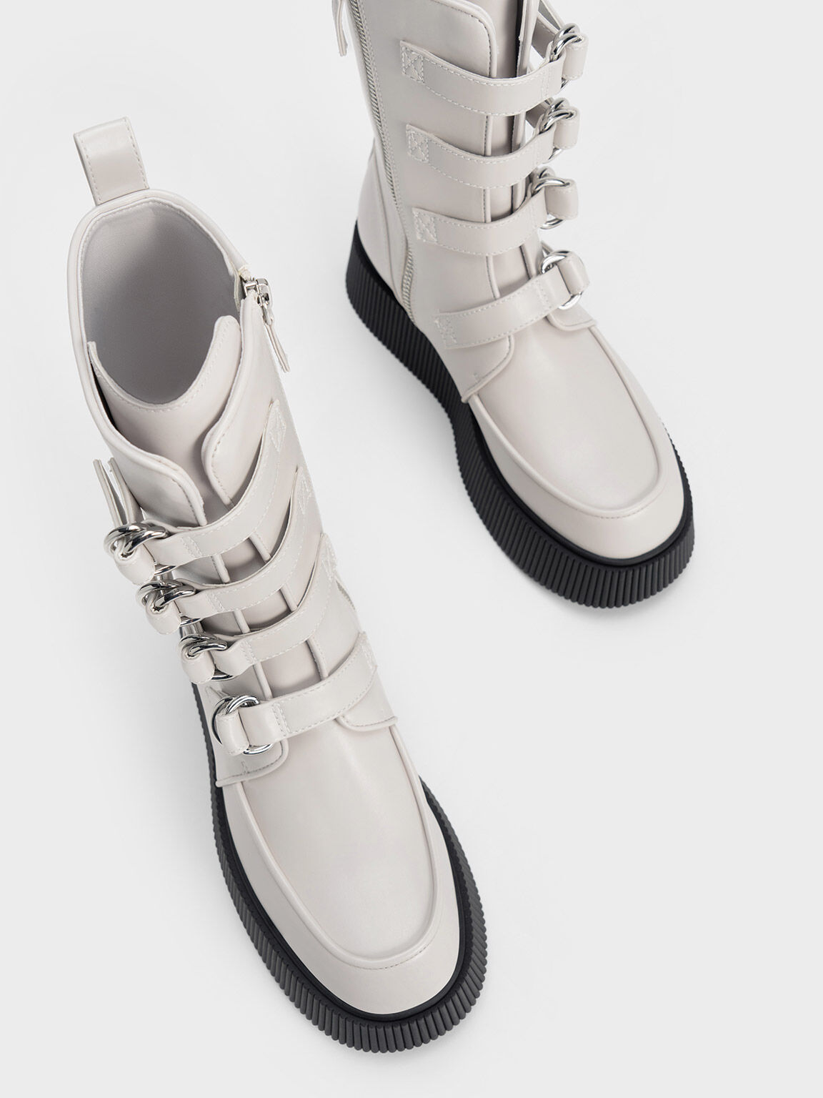 Sepatu Boots Platform Cordova Buckled, White, hi-res