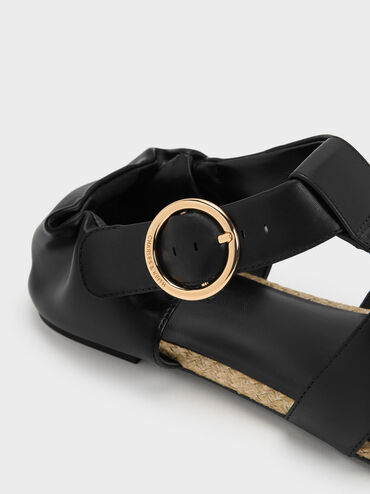 Sepatu Flat Espadrilles Caged, Black, hi-res