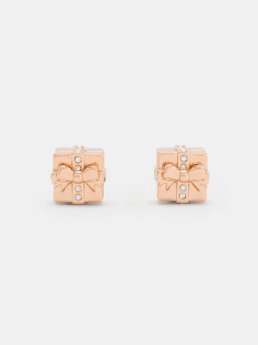 Athalia Crystal-Embellished Gift-Box Stud Earrings, Rose Gold, hi-res