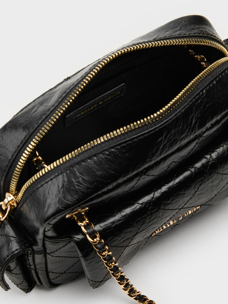 Tas Selempang Quilted Duo, Black, hi-res