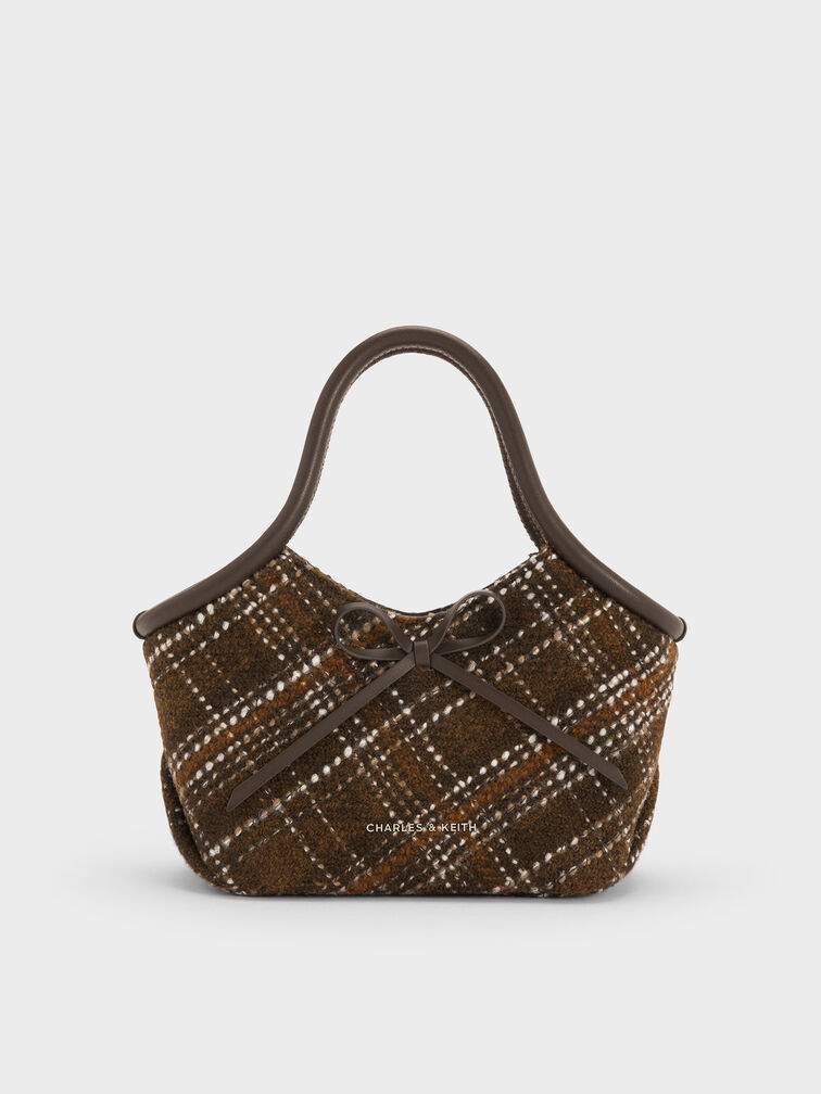 Tas Top Handle Tubular Bow Checkered Hazel, Multi, hi-res