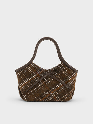 Tas Top Handle Tubular Bow Checkered Hazel, Multi, hi-res