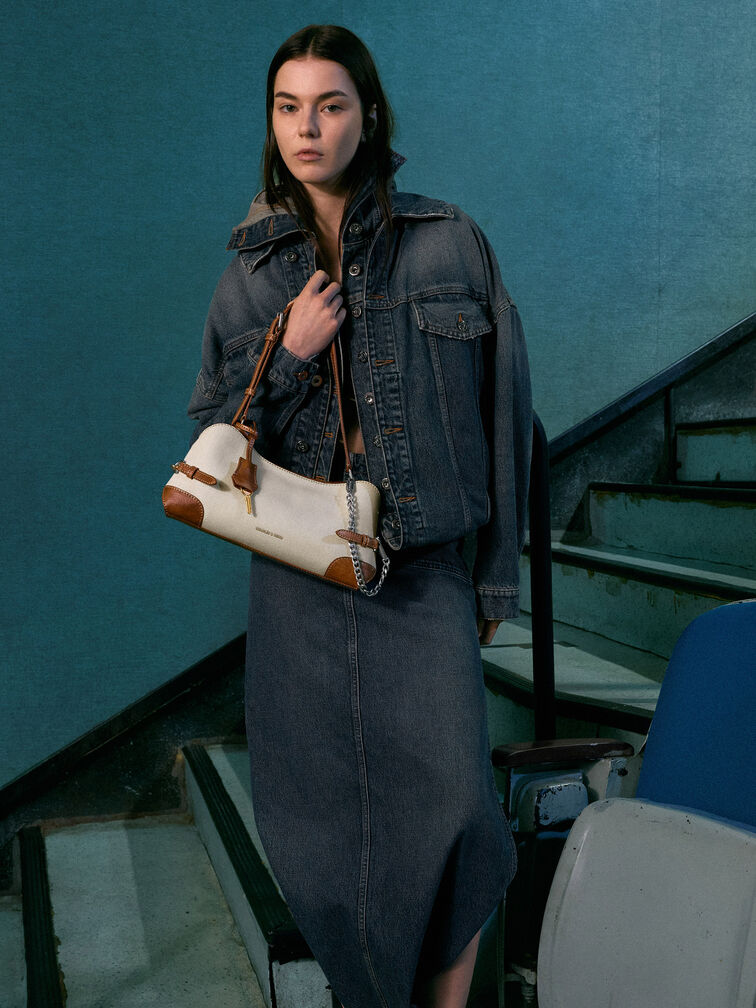 Tas Bahu Side-Belt Chain Delfina Kanvas, Multi, hi-res