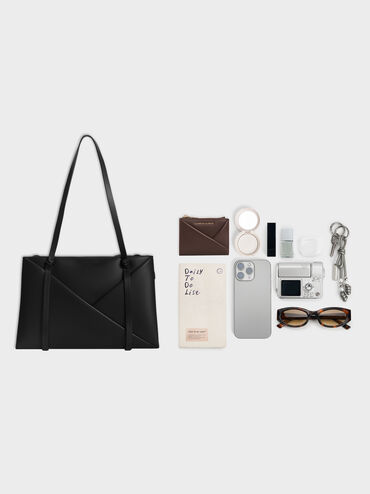 Tote Bag Geometric Midori, Noir, hi-res