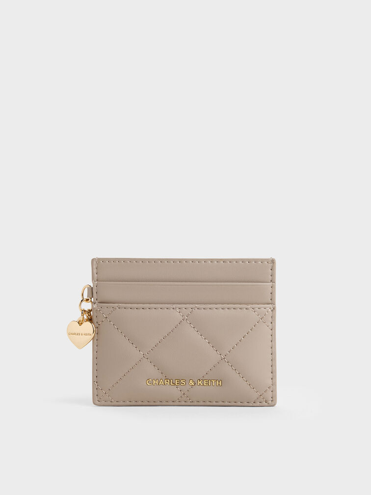 Card Holder Arrietty Quilted, Taupe, hi-res