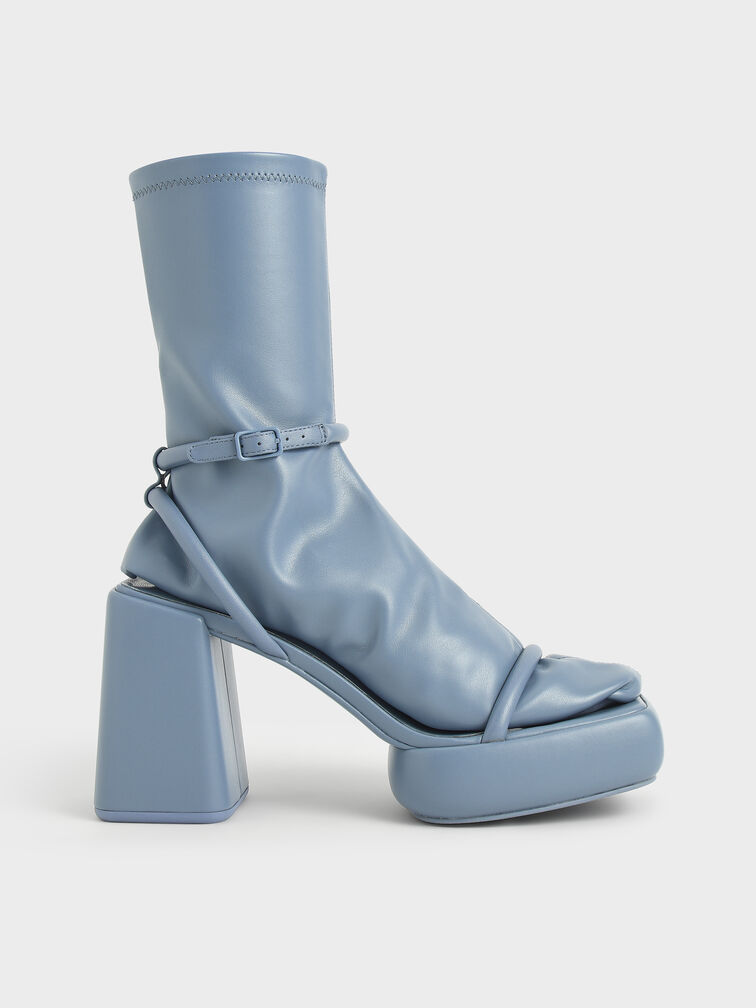 Sepatu Calf Boots Lucile Platform, Blue, hi-res