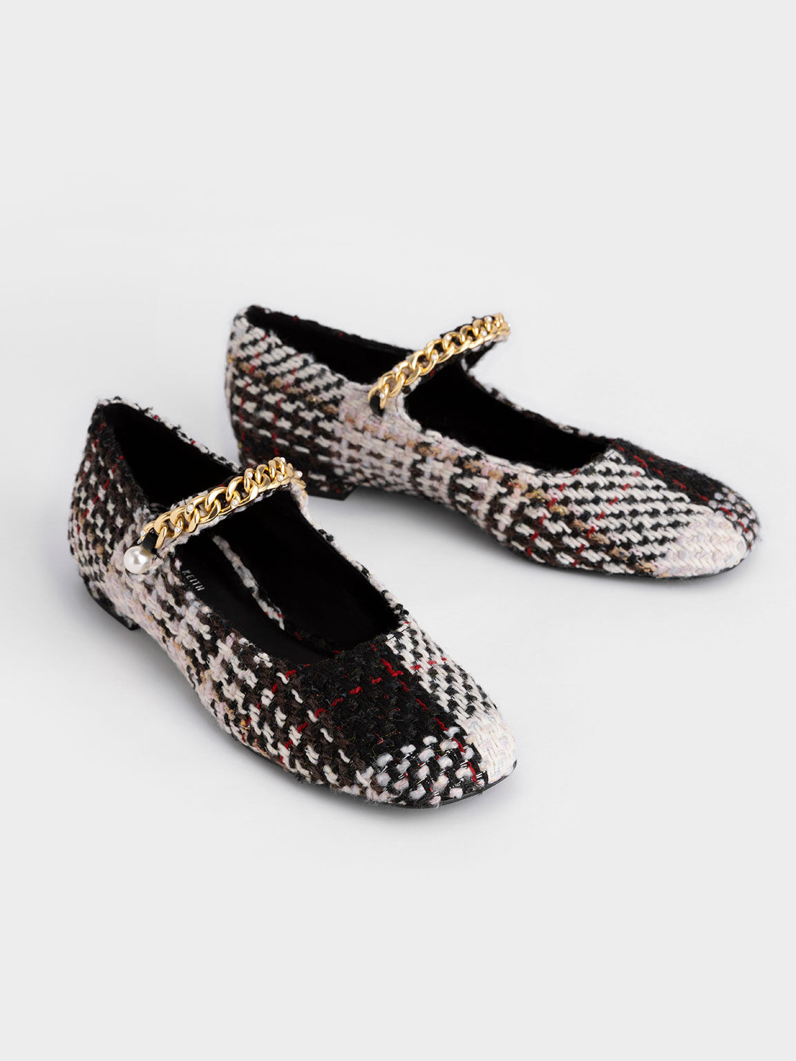 Sepatu Flats Beaded Chain-Link Mary Jane, Multi, hi-res
