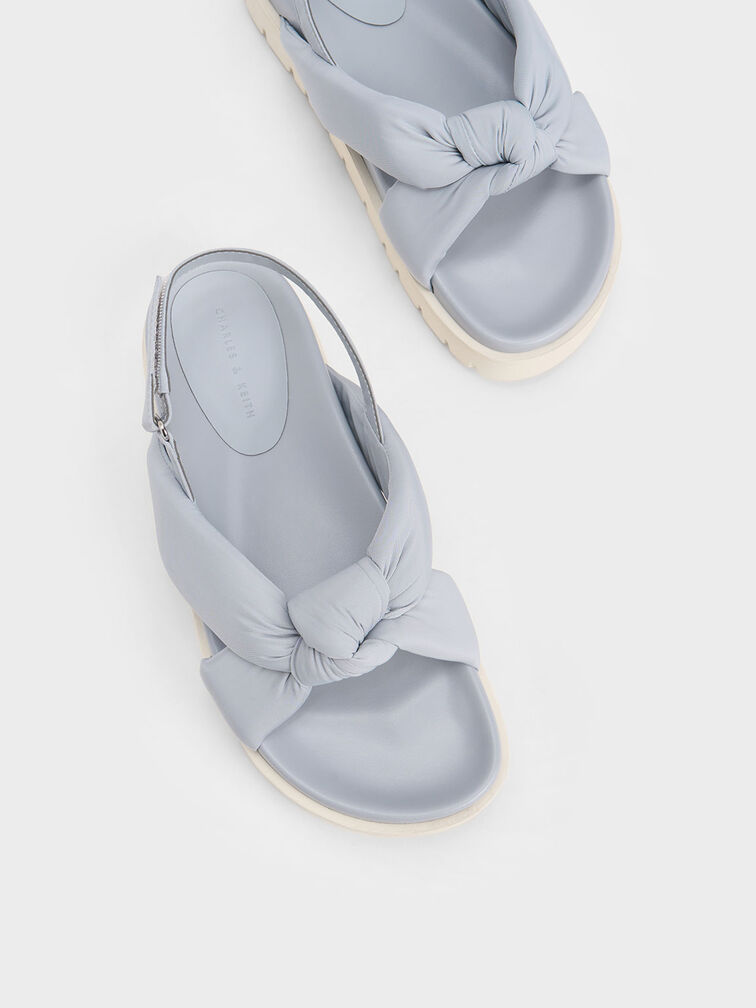 Sandal Flatform Nylon Knotted, Light Blue, hi-res